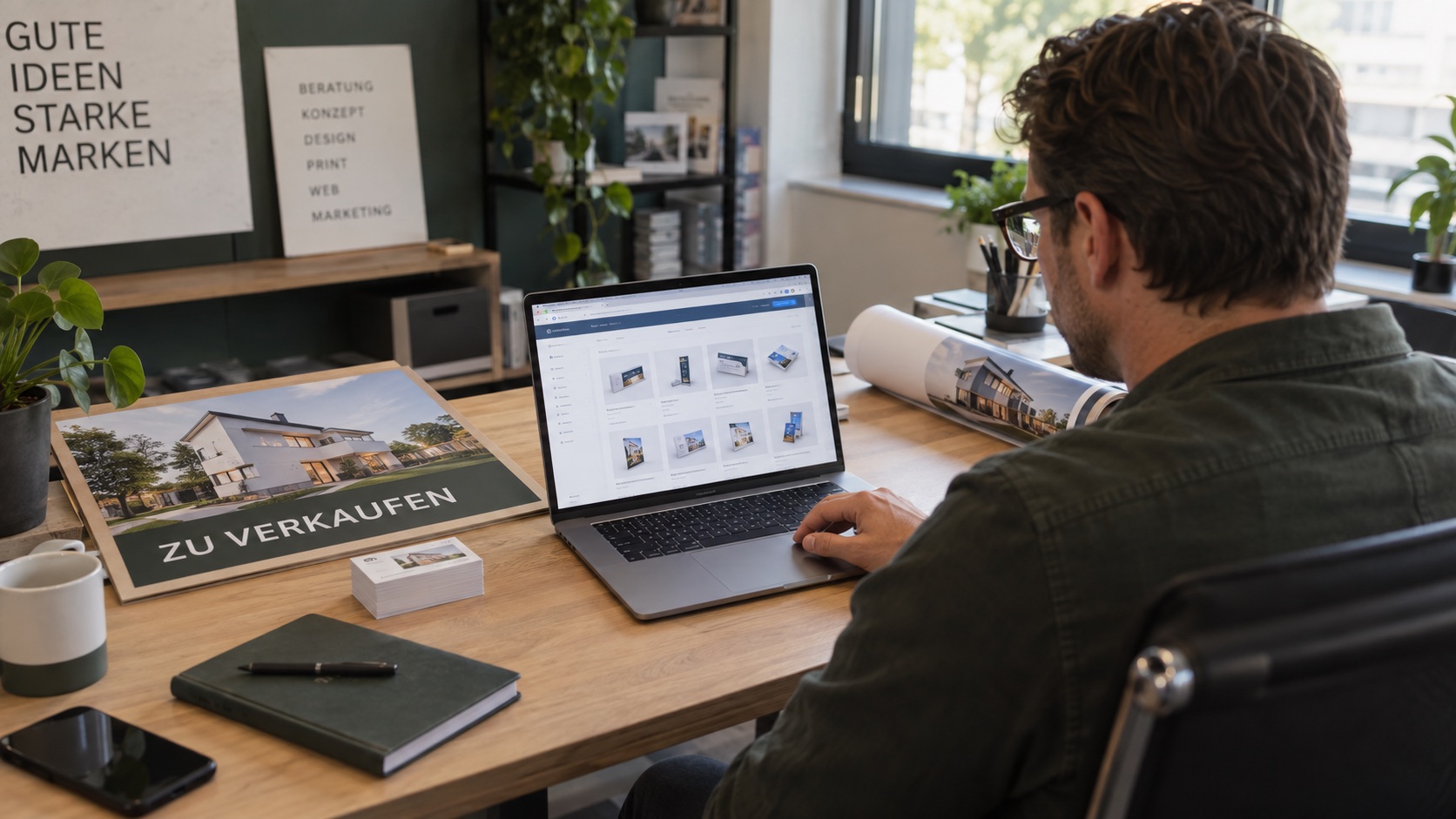 Reseller working in their own white-label online shop for print products